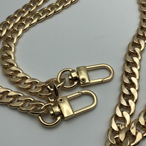 Gold Chain - Iron Flat Gold Chain Replacement Purse Straps Shoulder or Crossbody - Picture 4 of 7